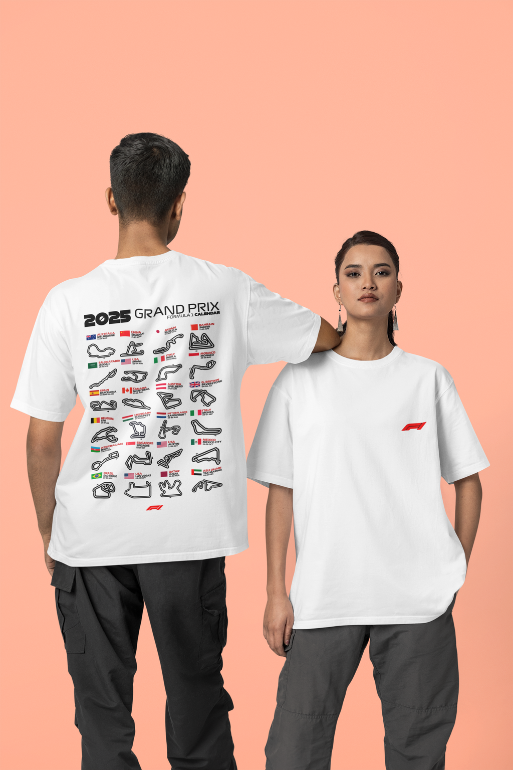 F1 2025 Race Calendar Oversized Tee